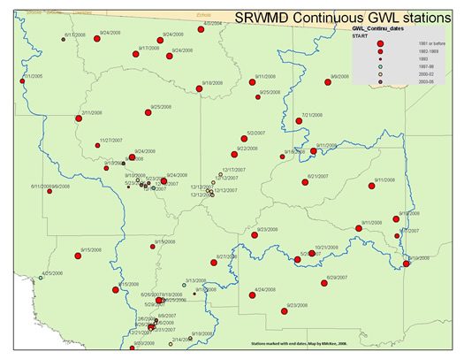 SRWMD Continuous GWL stations