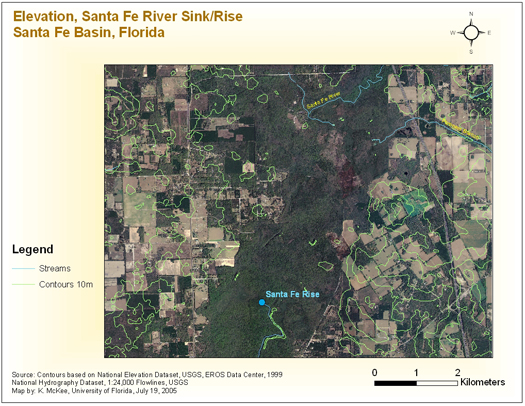 Elevation Santa Fe River Sink/Rise Santa Fe Basin Florida