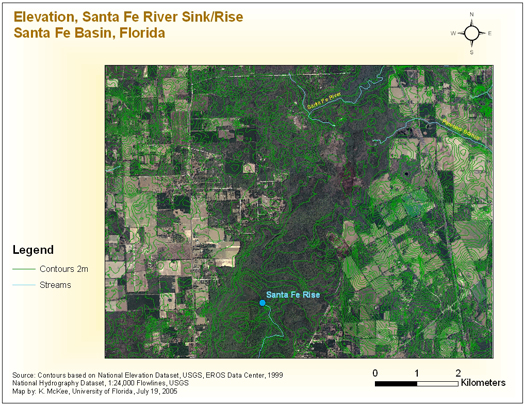 Elevation Santa Fe River Sink/Rise Santa Fe Basin Florida