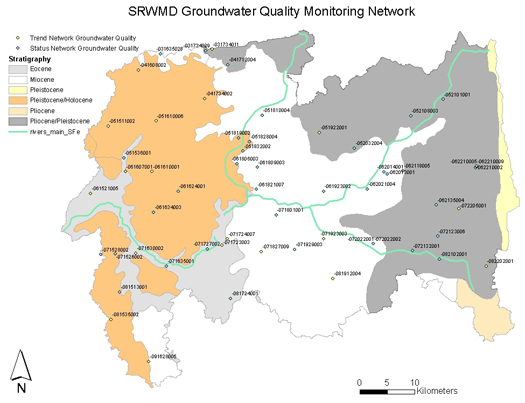 SRWMD Groundwater quality monitoring network
